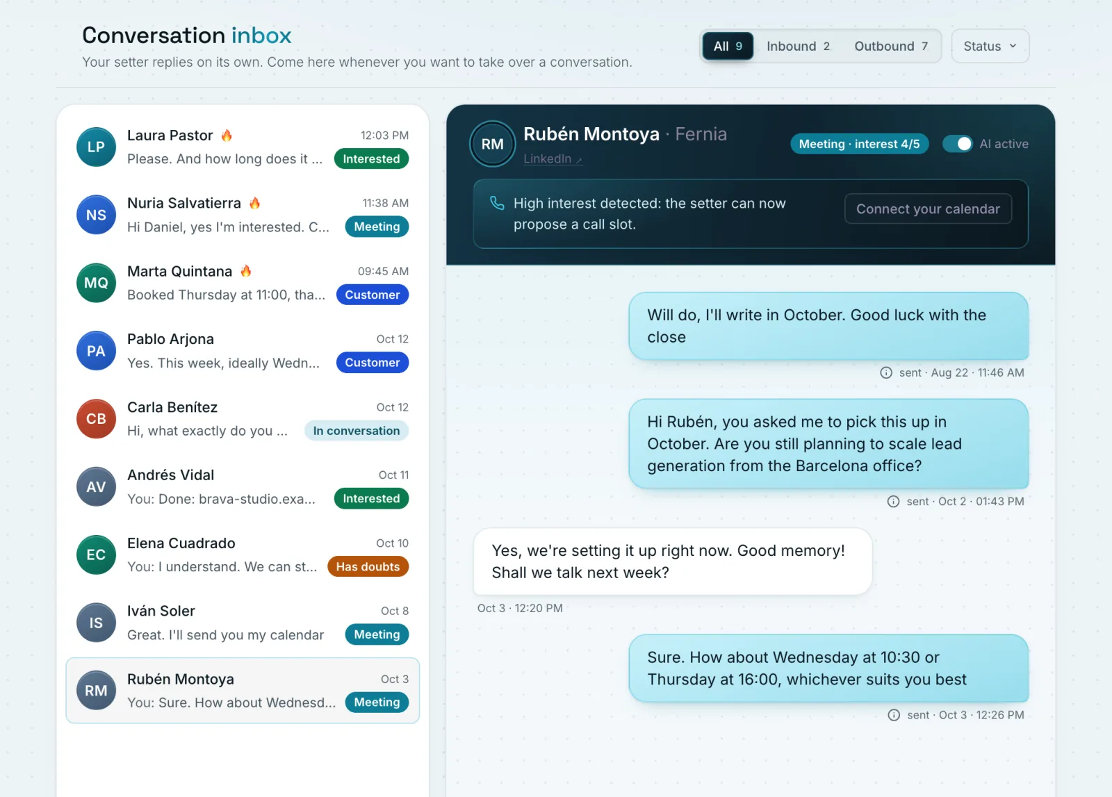 Sample Settr thread with the lead’s context in view